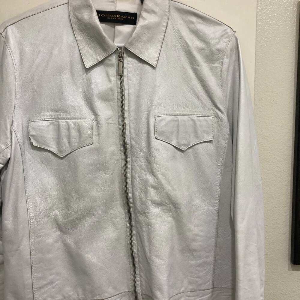 Donna Karan White Leather Jacket